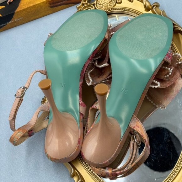 🆕 BETSEY JOHNSON 🧿 NWOB Fawn Slingback Sandal, Pink Floral - Sz US 7.5 - Picture 15 of 15